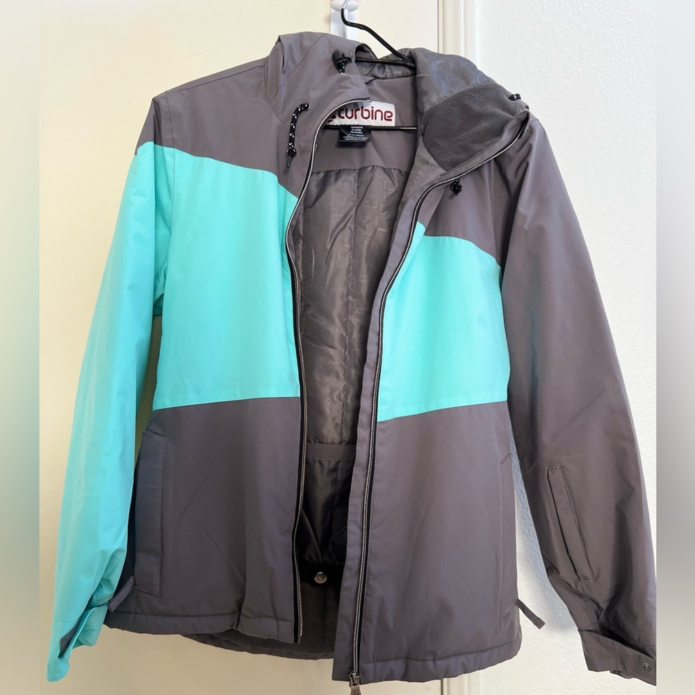 Turbine Women's Blue/Grey Sleeve Hooded Full Zip Glacier Ski Jacket